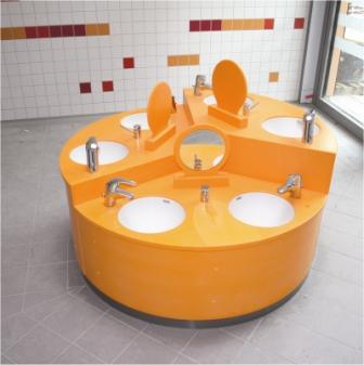 Varicor Waschtisch Kindergarten Orange/Weiss Kindergarten Waschtisch Orange/Weiss aus Varicor