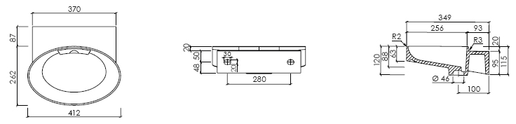 schmales Waschbecken Modell Ovido